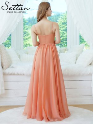 画像3: [送料無料][SETTAN]オレンジ・アンゴラレッド・グリーン・ホワイト・シフォン・ワンカラー・キャミソール・リボンベルト・Aライン・フレア・ロングドレス[即日発送][大きいサイズあり]