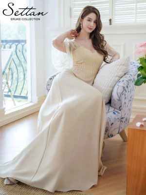 画像6: [送料無料][SETTAN]ベージュ・ワインレッド・Ｖネック・フレアスリーブ・Aライン・エレガント・チュールレース ・ビーズ・スパンコール・ロングドレス[即日発送][大きいサイズあり]