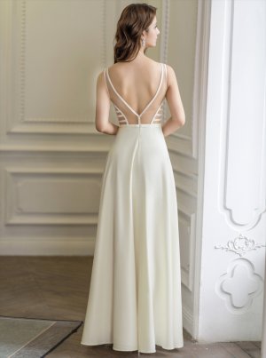 画像3: [送料無料][SETTAN]アイボリー・ピンク・ワインレッド・ネイビー・刺繍・セクシー・シースルー・Aライン・ロングドレス[即日発送][大きいサイズあり]