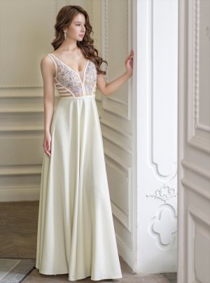 画像6: [送料無料][SETTAN]アイボリー・ピンク・ワインレッド・ネイビー・刺繍・セクシー・シースルー・Aライン・ロングドレス[即日発送][大きいサイズあり]