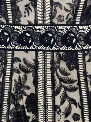 画像7: [送料無料][SETTAN]ホワイト・ブラック・Vネック・フリルスリーブ・総レース・ハイウエスト・タイト・マーメイド・ロングドレス[即日発送][大きいサイズあり]