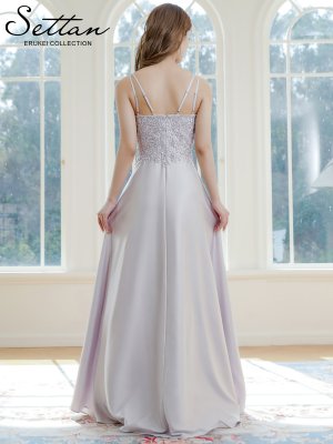 画像3: [送料無料][SETTAN]シルバー・キャミソール・ラインストーン・刺繡・レース・エレガント・Aライン・ロングドレス[即日発送][大きいサイズあり]