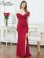 画像2: [送料無料][SETTAN]レッド・ホワイト・総レース・シアー・オフショルダー・コルセット風・スリット・タイト・マーメイド・ロングドレス[即日発送][大きいサイズあり] (2)