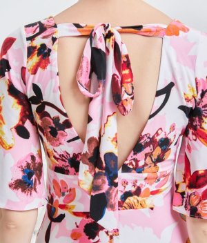 画像13: [送料無料][GINZA COUTURE]ピンク・ブルー・カシュクール風・リボン・花柄・パステル・五分袖・ミニドレス・ワンピース[即日発送][大きいサイズあり]