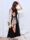 画像11: [GINZA COUTURE]レッド・ホワイト・ブラック・オレンジ系スカーフポイント・ノースリーブ・Aライン・無地・ミディアムドレス・ワンピース