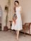 画像6: [GINZA COUTURE]ホワイト・ブラック・レッド・オレンジ系スカーフポイント・ノースリーブ・Aライン・無地・ミディアムドレス・ワンピース