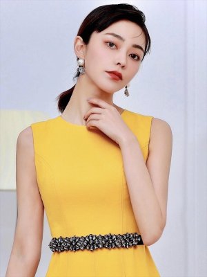 画像3: [送料無料][GINZA COUTURE]イエロー・ロイヤルブルー・ワインレッド・シンプル・Aライン・ベルト・ビジュー・ミニドレス・ワンピース[即日発送][大きいサイズあり]