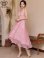 画像6: [ERUKEI]イエロー・ピンク・ホワイト・ブルー・レース・Vネック・Aライン・フレア・ノースリーブ・ミディアムドレス・ワンピース