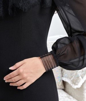 画像15: [送料無料][ERUKEI]ショルダーレース・首元ビジュー・ブラック・ホワイト・ミニドレス・ワンピース[即日発送][大きいサイズあり]