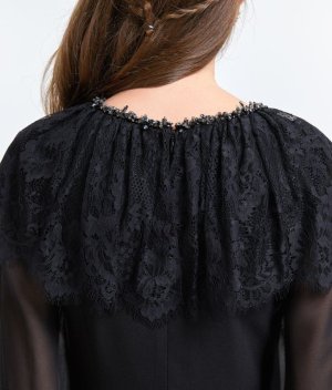 画像17: [送料無料][ERUKEI]ショルダーレース・首元ビジュー・ブラック・ホワイト・ミニドレス・ワンピース[即日発送][大きいサイズあり]