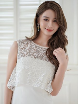 画像10: [送料無料][ERUKEI]ブラック・ホワイト・ノースリーブ・レース・タイト・スリット・ミディアムドレス・ワンピース[即日発送][大きいサイズあり]