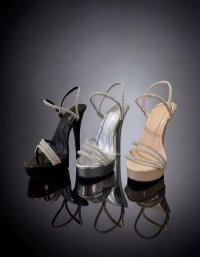 [ニュースソース][news]ベージュ・グレー・ブラック・２way・アンクルストラップ・ラインストーン・厚底・14cmヒール・サンダル[即日発送]