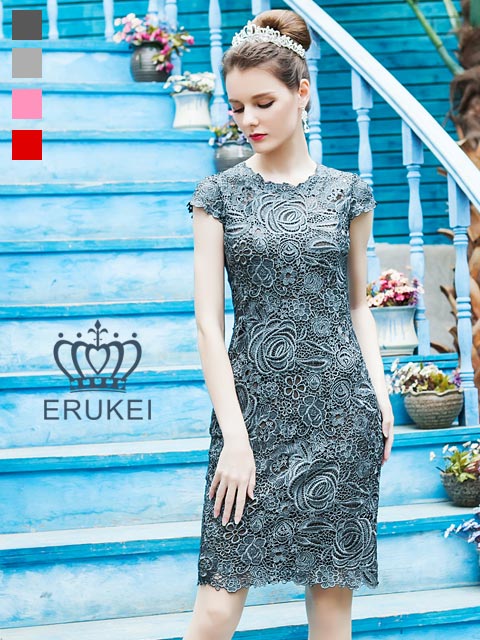 Erukei フレンチスリーブ タイト ミニドレス ワンピース パーティドレス ワンピース通販の銀座クチュール