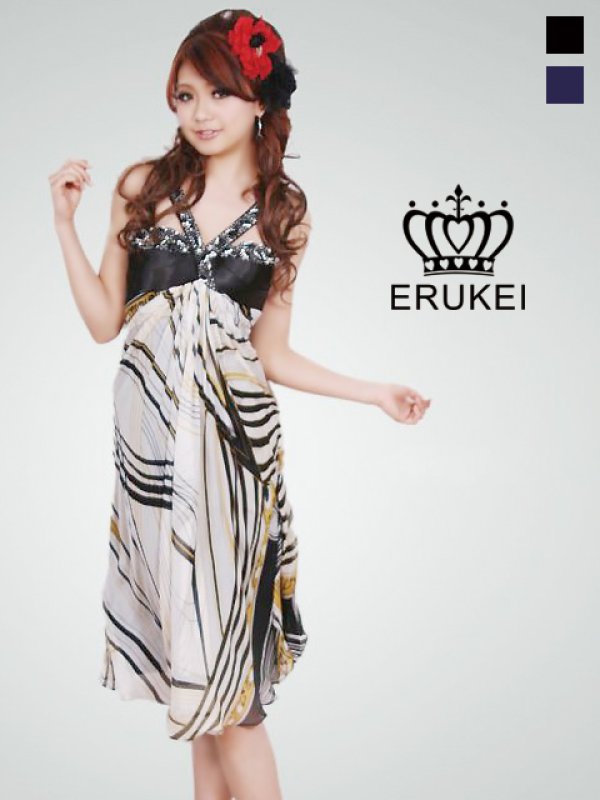 画像2: [送料無料][ERUKEI]シルク素材・ストラップビーズ・ミニドレス・ワンピース[即日発送] (2)