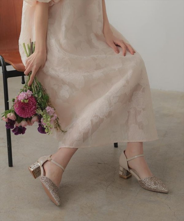 画像6: [haremode]シルバー・ベージュ・ブラック・グリッター・チャンキーヒール・5cm・アンクルストラップ・パンプス[即日発送] (6)