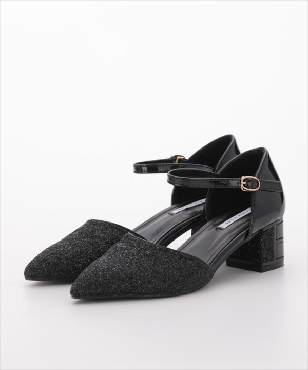 画像7: [haremode]シルバー・ベージュ・ブラック・グリッター・チャンキーヒール・5cm・アンクルストラップ・パンプス[即日発送] (7)