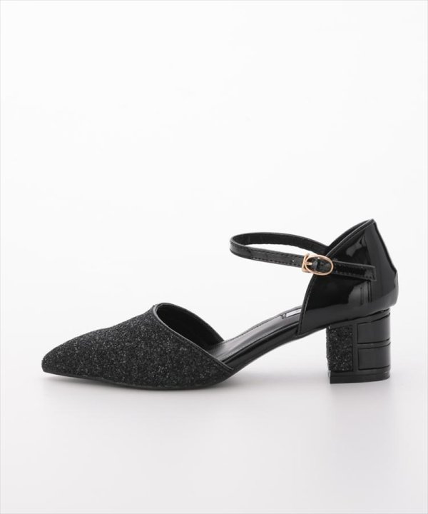 画像12: [haremode]シルバー・ベージュ・ブラック・グリッター・チャンキーヒール・5cm・アンクルストラップ・パンプス[即日発送] (12)