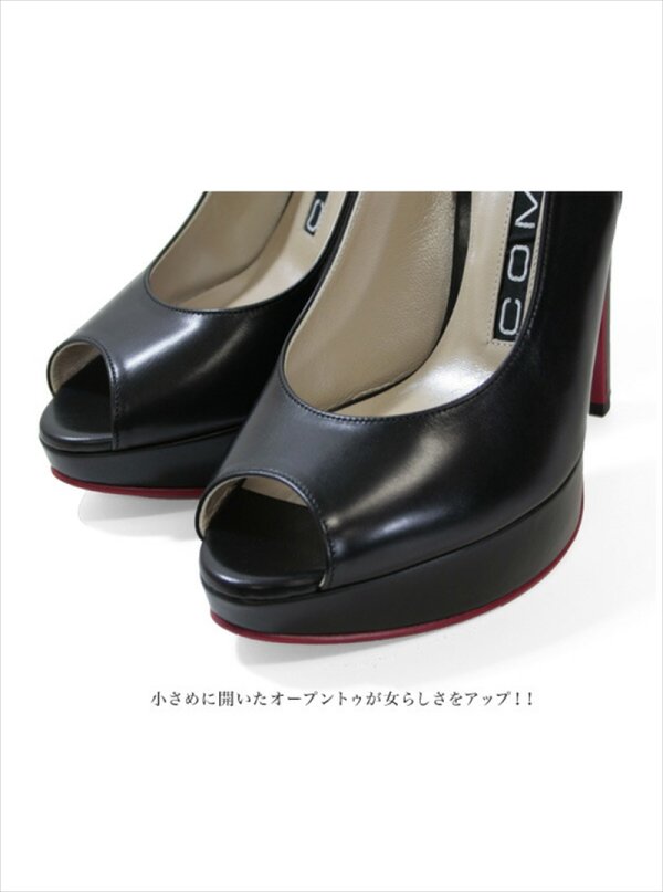 画像7: [送料無料][comex]ピンクベージュ・ブラック・ブラックエナメル・ヒール14cm・オープントゥ・ハイヒール・バックベルト・厚底・サンダル・プラットフォーム・パンプス[大きいサイズあり] (7)
