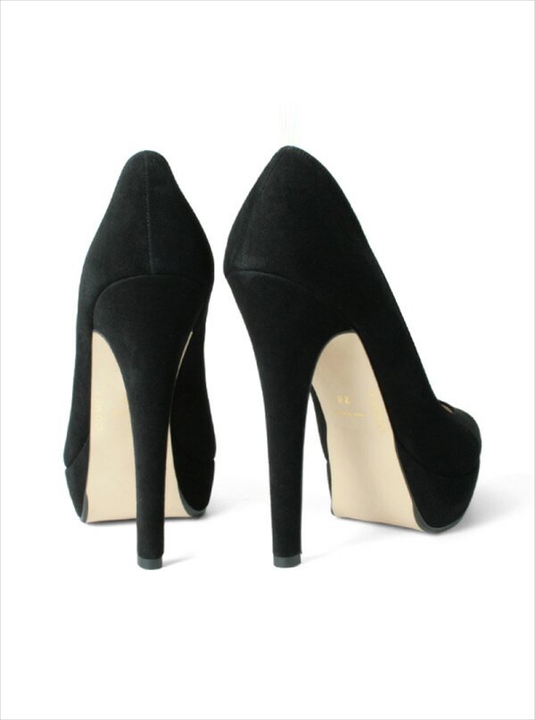 画像4: [送料無料][COMEX]ブラック・ブラックスエード・ピンクベージュエナメル・ブラックエナメル・ポインテッドトゥ・ピンヒール・ヒール13cm・本革・厚底・プラットフォーム・パンプス[大きいサイズあり] (4)