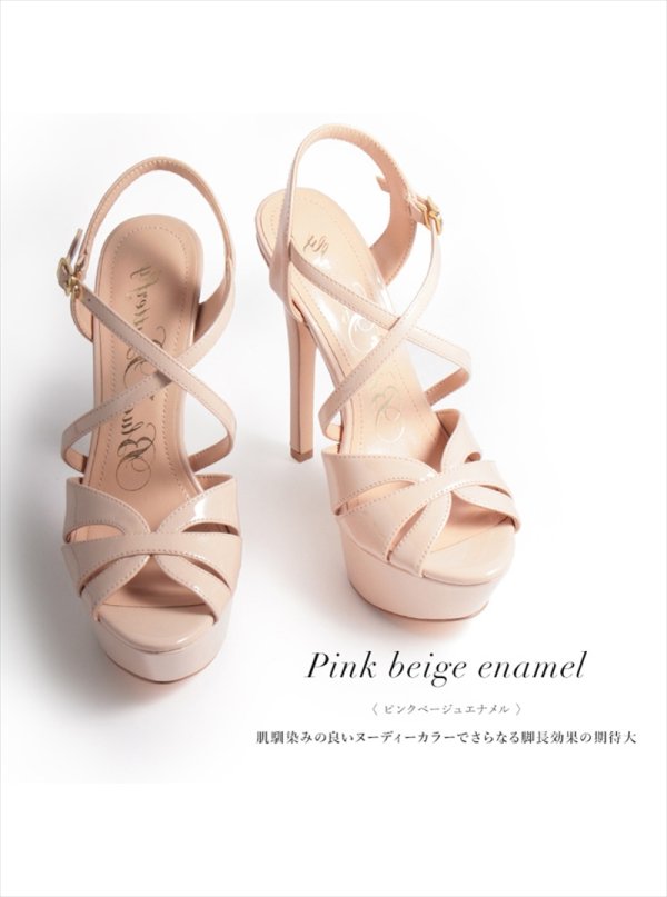 画像3: [送料無料][COMEX]ピンクベージュ・ホワイト・シルバー・ブラック・ピンヒール・プラットフォーム・甲ストラップ・オープントゥ・ハイヒール・厚底・16cmヒール・ストラップ・サンダル[大きいサイズあり] (3)