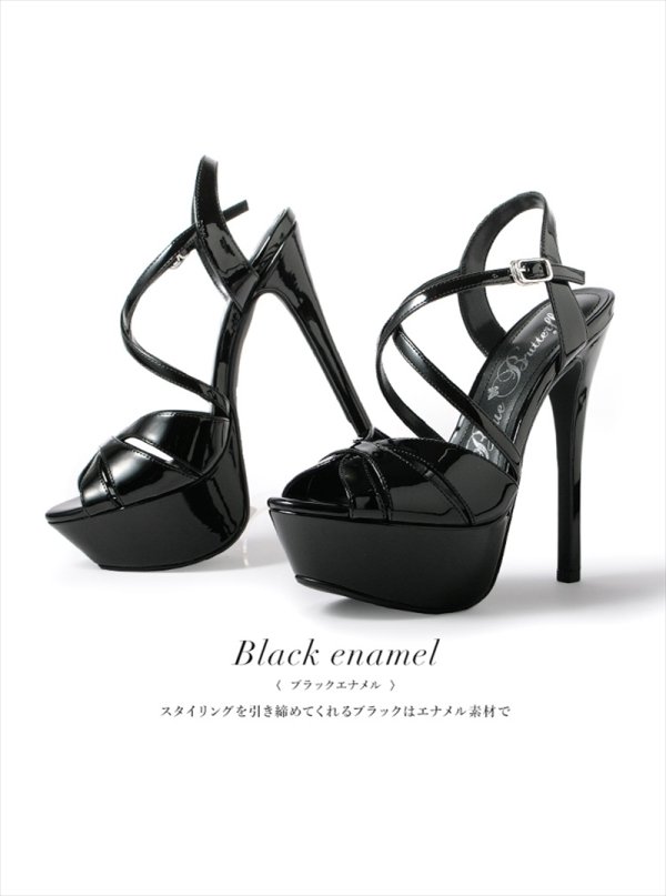 画像6: [送料無料][COMEX]ピンクベージュ・ホワイト・シルバー・ブラック・ピンヒール・プラットフォーム・甲ストラップ・オープントゥ・ハイヒール・厚底・16cmヒール・ストラップ・サンダル[大きいサイズあり] (6)