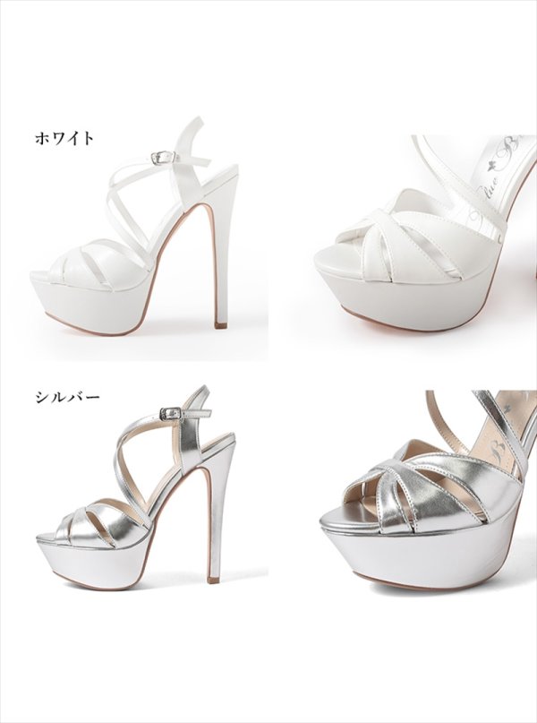 画像10: [送料無料][COMEX]ピンクベージュ・ホワイト・シルバー・ブラック・ピンヒール・プラットフォーム・甲ストラップ・オープントゥ・ハイヒール・厚底・16cmヒール・ストラップ・サンダル[大きいサイズあり] (10)