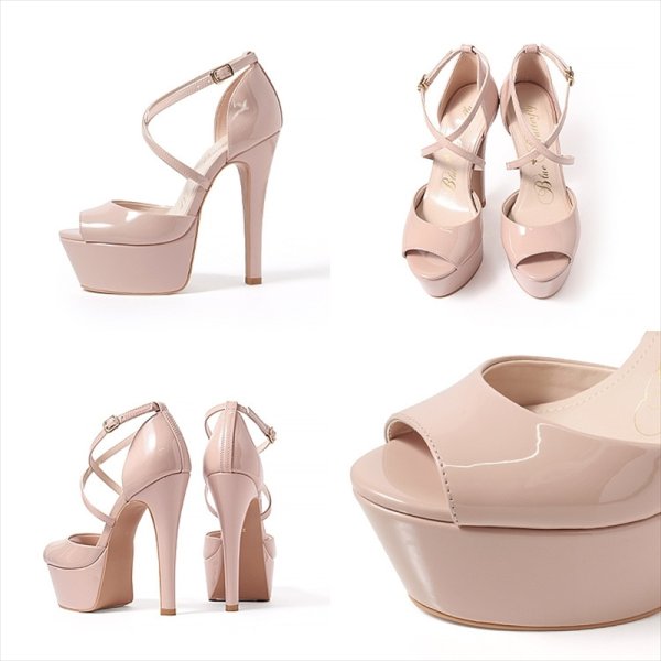 画像4: [送料無料][COMEX][Blue Buterfly]ブルーバタフライ・ピンクベージュ・シルバー・エナメル・2026新作・14cmヒール・厚底・セパレート・ストラップ・パンプス[大きいサイズあり] (4)