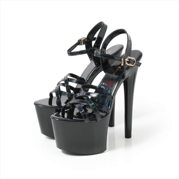 画像10: [送料無料][COMEX]ベージュ・ブラック・17cmヒール・軽量・2025新作・ハイヒール・厚底・ピンヒール・ストラップ・エナメル・サンダル [大きいサイズあり] (10)