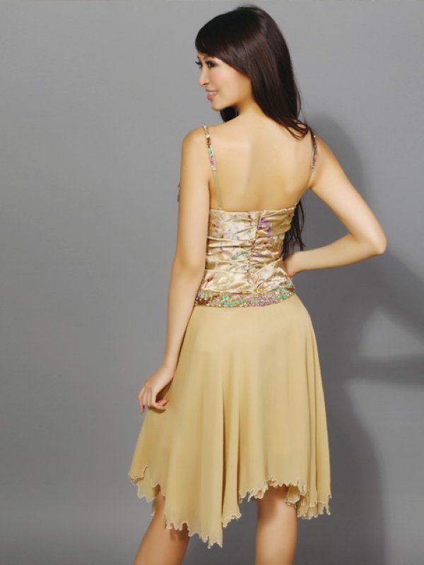 画像2: [送料無料][ERUKEI]ゴールド・シルク・ミニドレス・ワンピース[即日発送] (2)