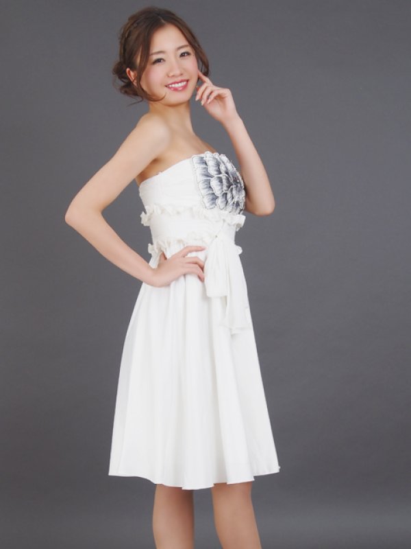 画像3: [送料無料][ERUKEI]胸元フラワー・ウエストリボン・ベア・ミニドレス・ワンピース[即日発送] (3)