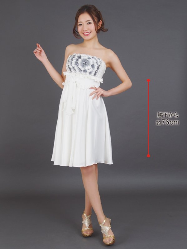 画像5: [送料無料][ERUKEI]胸元フラワー・ウエストリボン・ベア・ミニドレス・ワンピース[即日発送] (5)