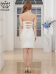 画像9: [SALE品のため返品不可][ERUKEI]オレンジ・ホワイト・ベア・シフォン・ドレープ・リボン・ビーズ・タイト・ミニドレス・ワンピース[即日発送] (9)