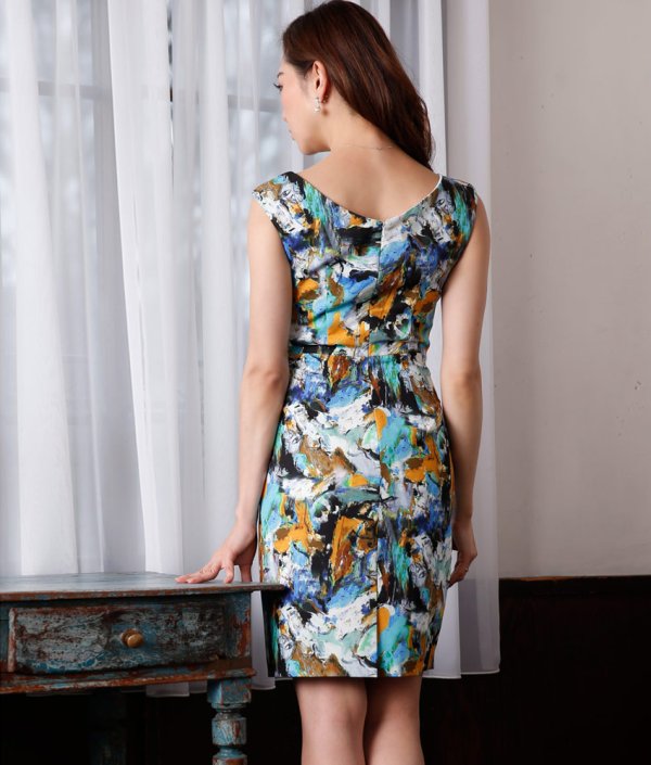 画像4: [送料無料][ERUKEI]プリント・ペインティング・ノースリーブ・ミニドレス・ワンピース[即日発送][大きいサイズあり] (4)