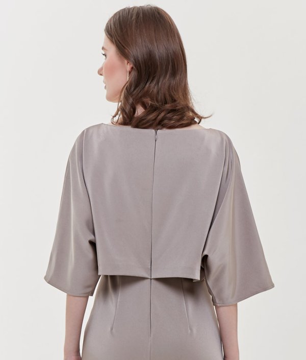 画像18: [送料無料][ERUKEI]ピンク・ブルー・ブラウン・シンプル・無地・レイヤード・ドルマンスリーブ・七分袖・タイト・ミニドレス・ワンピース[即日発送][大きいサイズあり] (18)