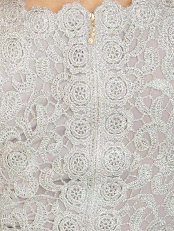 画像6: [送料無料][ERUKEI]シルバー・ベージュ・ピンク・ブラック・レッド・金糸・ 総レース ・フレンチスリーブ ・タイト・エレガント・ミディアムドレス ・ワンピース[即日発送][大きいサイズあり] (6)