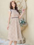 画像8: [送料無料][GINZA COUTURE]レッド・ベージュ・ネイビー・ツイード・フリンジ・パイピング・ノースリーブ・ハイウエスト・Aライン・ミディアムドレス・ワンピース[即日発送][大きいサイズあり] (8)