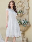 画像2: [送料無料][GINZA COUTURE]ホワイト・ネイビー・ワインレッド・ノースリーブ・ケミカルレース・Aライン・総レース・ミディアムドレス・ワンピース[即日発送][大きいサイズあり] (2)