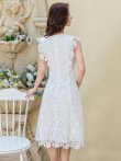 画像3: [送料無料][GINZA COUTURE]ホワイト・ネイビー・ワインレッド・ノースリーブ・ケミカルレース・Aライン・総レース・ミディアムドレス・ワンピース[即日発送][大きいサイズあり] (3)