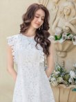 画像4: [送料無料][GINZA COUTURE]ホワイト・ネイビー・ワインレッド・ノースリーブ・ケミカルレース・Aライン・総レース・ミディアムドレス・ワンピース[即日発送][大きいサイズあり] (4)