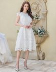 画像5: [送料無料][GINZA COUTURE]ホワイト・ネイビー・ワインレッド・ノースリーブ・ケミカルレース・Aライン・総レース・ミディアムドレス・ワンピース[即日発送][大きいサイズあり] (5)