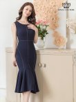 画像7: [送料無料][GINZA COUTURE]ロイヤルブルー・ネイビー・ホワイト・ブラック・ワインレッド・マーメイド・シンプル・ミディアムドレス・ワンピース[即日発送][大きいサイズあり] (7)