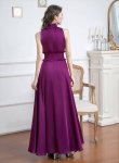 画像16: [送料無料][GINZA COUTURE]ロイヤルブルー・ブルー・ピンク・レッド・ラベンダー・パープル・ホワイト・ワインレッド・首元フリル・シンプル・ウエストマーク・マキシ・ノースリーブ・Aライン・ロングドレス[即日発送][大きいサイズあり] (16)