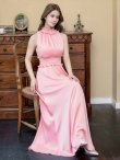画像13: [送料無料][GINZA COUTURE]ホワイト・ロイヤルブルー・ブルー・ピンク・レッド・ラベンダー・パープル・ワインレッド・首元フリル・シンプル・エストマーク・マキシ・ノースリーブ・Aライン・ロングドレス[即日発送][大きいサイズあり] (13)