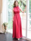 画像15: [送料無料][GINZA COUTURE]ホワイト・ロイヤルブルー・ブルー・ピンク・レッド・ラベンダー・パープル・ワインレッド・首元フリル・シンプル・エストマーク・マキシ・ノースリーブ・Aライン・ロングドレス[即日発送][大きいサイズあり] (15)