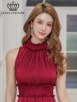 画像4: [送料無料][GINZA COUTURE]ワインレッド・レッド・ピンク・ラベンダー・パープル・ロイヤルブルー・ブルー・ホワイト・首元フリル・シンプル・エストマーク・マキシ・ノースリーブ・Aライン・ロングドレス[即日発送][大きいサイズあり] (4)