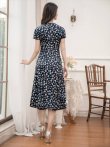 画像9: [送料無料][GINZA COUTURE]ホワイト×ブルー・ブラック×ブルー・半袖・プリント・Aライン・ミディアムドレス・ワンピース[即日発送][大きいサイズあり] (9)