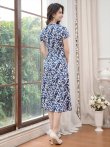画像4: [送料無料][GINZA COUTURE]ホワイト×ブルー・ブラック×ブルー・半袖・プリント・Aライン・ミディアムドレス・ワンピース[即日発送][大きいサイズあり] (4)