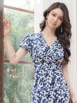 画像5: [送料無料][GINZA COUTURE]ホワイト×ブルー・ブラック×ブルー・半袖・プリント・Aライン・ミディアムドレス・ワンピース[即日発送][大きいサイズあり] (5)