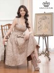 画像7: [送料無料][GINZA COUTURE]グリーン・ベージュ・Aライン・ジャガード・ノースリーブ・ミディアムドレス・ワンピース[即日発送][大きいサイズあり] (7)