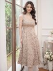 画像9: [送料無料][GINZA COUTURE]グリーン・ベージュ・Aライン・ジャガード・ノースリーブ・ミディアムドレス・ワンピース[即日発送][大きいサイズあり] (9)